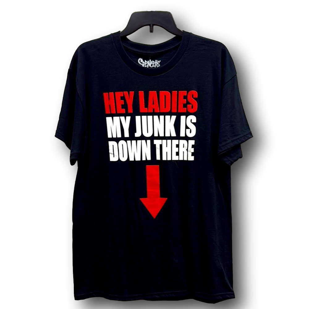 "Hey Ladies My Junk Is Down There ⬇" Graphic T-Shirt - Size Large - NWT